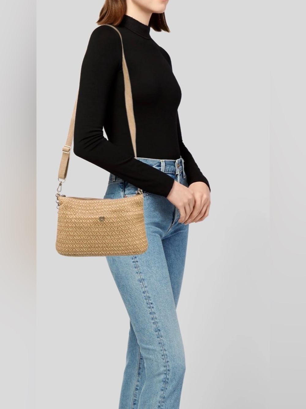 Eric Javits woven straw shoulder purse bag
